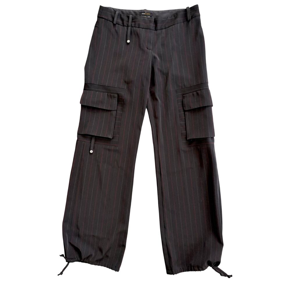 vintage y2k Bcbgmaxazria low rise pinstripe double cargo pants black red size 2